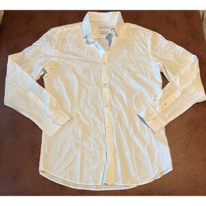 MIZZEN+MAIN Leeward Mens White Trim Fit  Button Down Dress Shirt Large